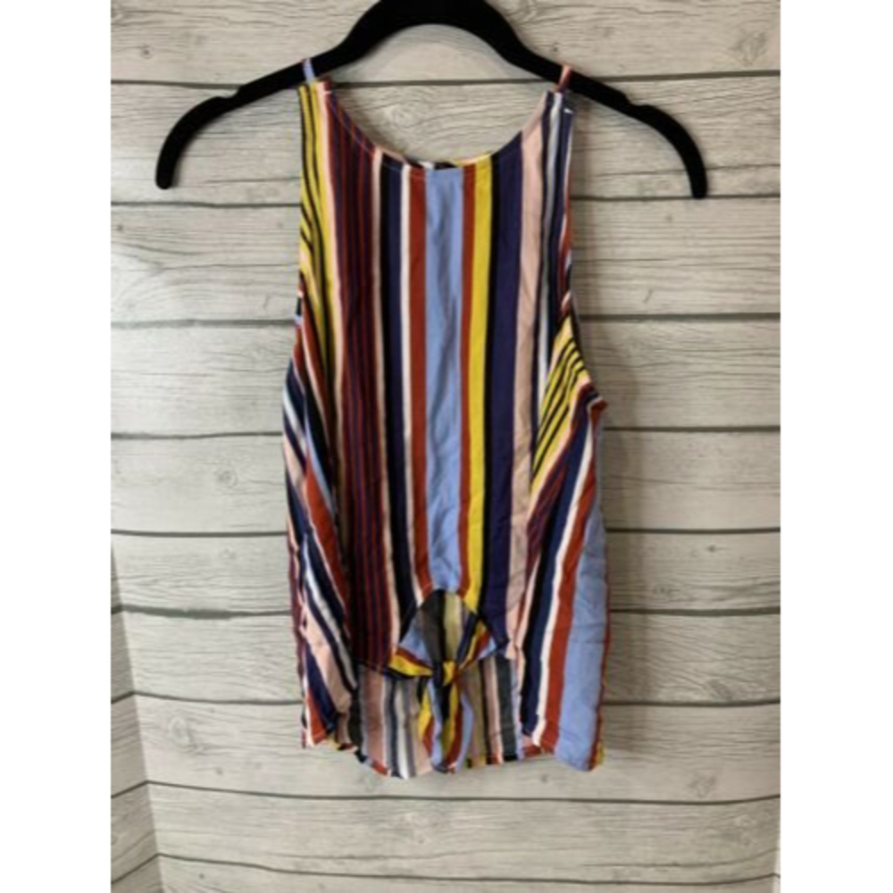 Mi Ami Striped Blouse Tied Bottom Tank Top Size XS Colorful Shirt Vertical Lines